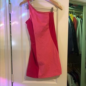 Outdoor Voices One Shoulder Pink and Red Dress